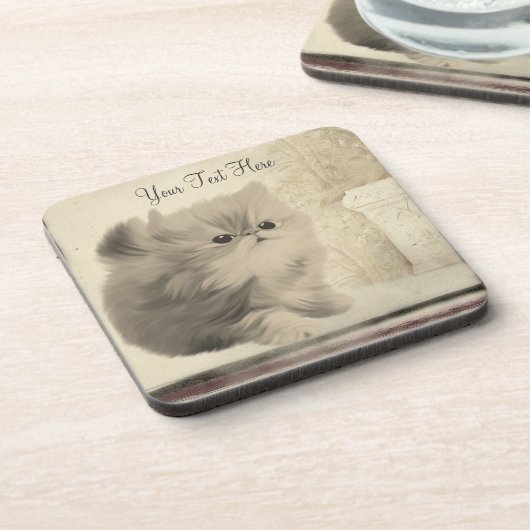 Cute Kitten  Zoek Dier Onderzetter Set (Linkerzijde)