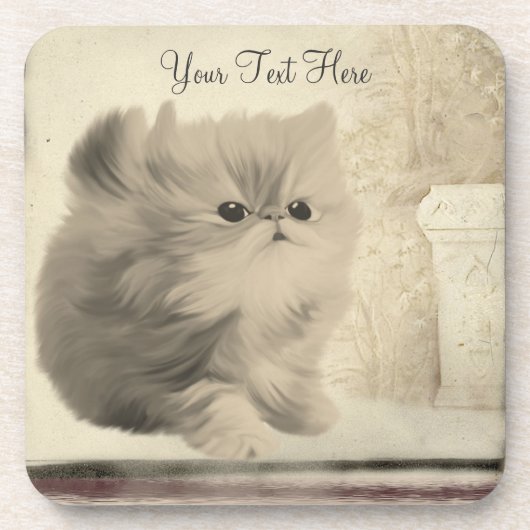 Cute Kitten  Zoek Dier Onderzetter Set (Voorkant)