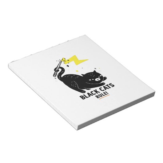 Cute kitten zwarte kattenregel notitieblok (Schuin)