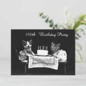 Cute  Kittens 100th Birthday Party Kaart (Staand voorkant)