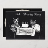 Cute Kittens 55th Birthday Party Kaart (Voorkant / Achterkant)