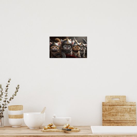 Cute Kittens als Viking Warriors Poster (Keuken)