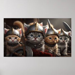 Cute Kittens als Viking Warriors Poster
