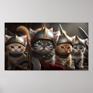 Cute Kittens als Viking Warriors Poster