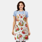 Cute Kittens and Strawberries Kitchen Apron Schort (Gedragen)