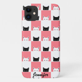 Cute Kittens Black White Roze Case-Mate iPhone Case