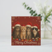 Cute kittens Christmas Card. Feestdagenkaart (Staand voorkant)