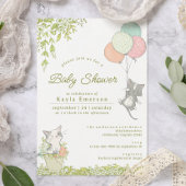 Cute Kittens en Floral | Neutraal Baby shower voor Kaart