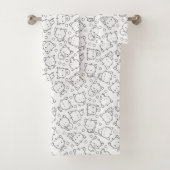 Cute Kittens en polka dots Black & White Bad Handdoek (Insitu)