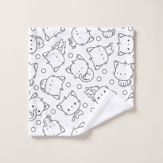 Cute Kittens en polka dots Black & White Bad Handdoek (Wasdoekje)
