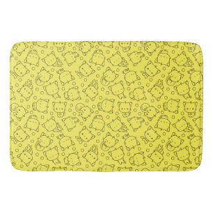Cute Kittens en polka dots Black & Yellow Badmat