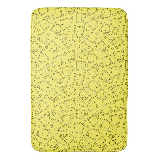 Cute Kittens en polka dots Black & Yellow Badmat (Voorkant Verticaal)
