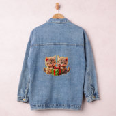 **Cute Kittens Fighting Over a Gift – Funny Christ Denim Jacket (Hangar)
