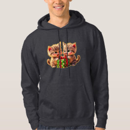 **Cute Kittens Fighting Over a Gift – Funny Christ Hoodie