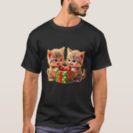 **Cute Kittens Fighting Over a Gift – Funny Christ T-shirt