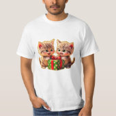 **Cute Kittens Fighting Over a Gift – Funny Christ T-shirt (Voorkant)
