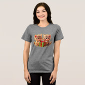 **Cute Kittens Fighting Over a Gift – Funny Christ Tri-Blend Shirt (Voorkant volledig)
