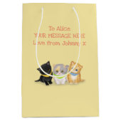 Cute kittens gouden gepersonaliseerde cadeautas (Voorkant)