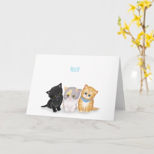 Cute kittens hallo kaart (Gele Bloem)