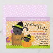 Cute Kittens Halloween Party Birthday for Kids Kaart (Voorkant / Achterkant)