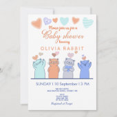 Cute Kittens Harten Roze Blauw Baby shower Kaart (Voorkant)