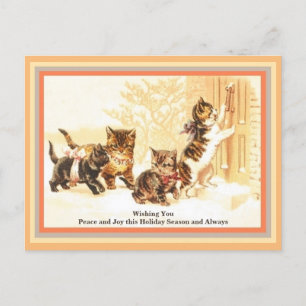 Cute Kittens Holiday Bezoek Tekening Briefkaart
