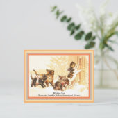 Cute Kittens Holiday Bezoek Tekening Briefkaart (Staand voorkant)