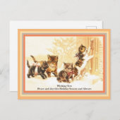 Cute Kittens Holiday Bezoek Tekening Briefkaart (Voorkant / Achterkant)