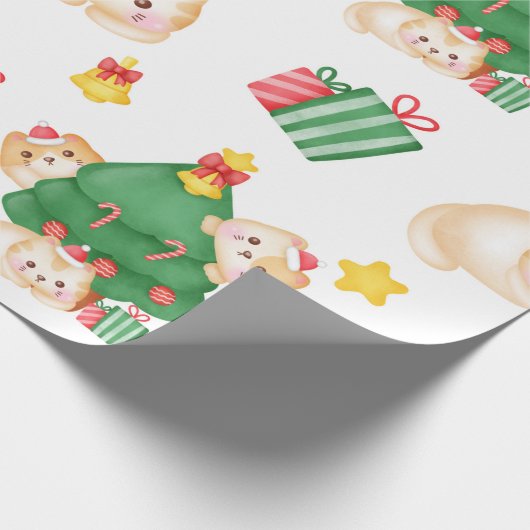 Cute Kittens in de kerstboom Cadeaupapier (Hoek)