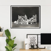 Cute Kittens in Yarn Art Print (Thuiskantoor)