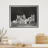 Cute Kittens in Yarn Art Print (Keuken)