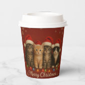 Cute Kittens Kerst Cup. Papieren Bekers (Achterkant)