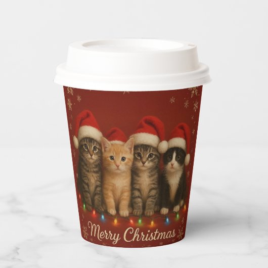Cute Kittens Kerst Cup. Papieren Bekers (Voorkant)