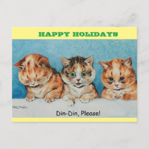 Cute Kittens Lous Wain Cats Holiday Dinner  Briefkaart