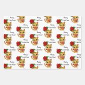 Cute Kittens met bloem- en kerstdag Inpakpapier Vel (Voorkant 3)