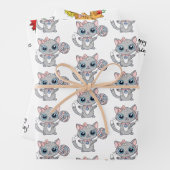 Cute Kittens met bloem- en kerstdag Inpakpapier Vel (In situ)