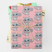 Cute Kittens met bloem- en kerstdag Inpakpapier Vel (In situ)