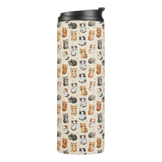 Cute Kittens Pattern – Adorable Cat Illustration  Thermosbeker (Gedraaid links)
