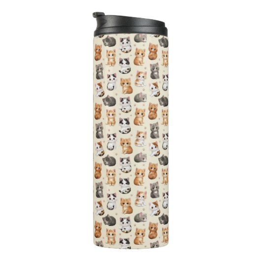 Cute Kittens Pattern – Adorable Cat Illustration  Thermosbeker (Geroteerd rechts)