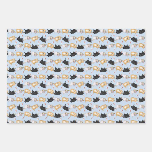 Cute kittens regenboogverjaardagspapier inpakpapier vel (Voorkant)