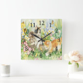 Cute Kittens Square Clock Vierkante Klok (Huis)