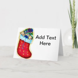 Cute Kittens' Stocking kerstKaart Feestdagen Kaart