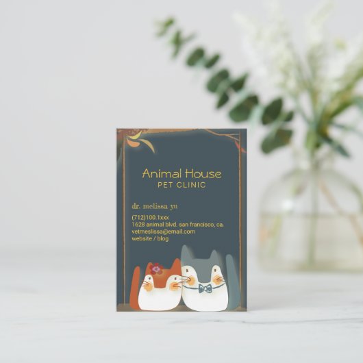 Cute Kittens Veterinarian Visitekaartje (Staand voorkant)