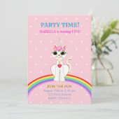 Cute Kitticorn Birthday Party Kaart (Staand voorkant)