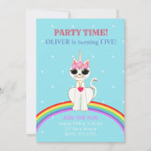 Cute Kitticorn Birthday Party Kaart (Voorkant)