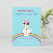 Cute Kitticorn Birthday Party Kaart (Staand voorkant)