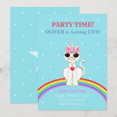 Cute Kitticorn Birthday Party Kaart (Voorkant / Achterkant)