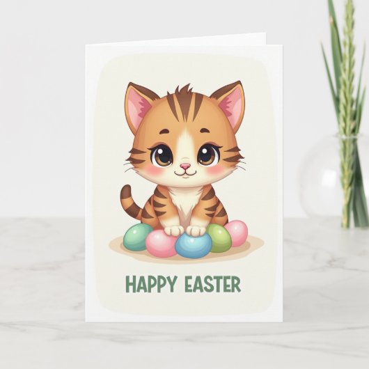Cute Kittie Kerstkaart Kaart (Voorkant)