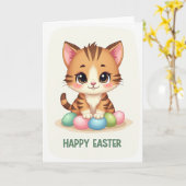 Cute Kittie Kerstkaart Kaart (Gele Bloem)