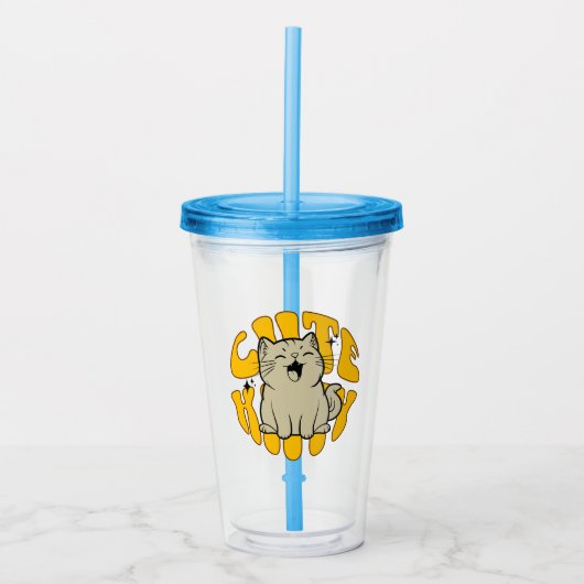 Cute Kitty Acryl Bekertje Drinkbeker (Voorkant)